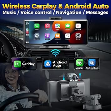 Dash Camera-JATAZA-10.26″ Wireless Apple CarPlay Android Auto Screen – 4K Dash Cam- GPS Navigation 2 Dash Camera-JATAZA-10.26" Wireless Apple CarPlay Android Auto Screen - 4K Dash Cam- GPS Navigation - Image 2