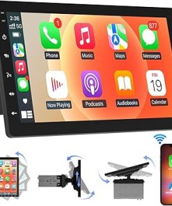 Dash Camera-ABSOSO-Single Din Wireless CarPlay Stereo – 10.1 Inch Rotatable Wireless Android Auto Touch Screen – Bluetooth Android Car Radio with Mirrorlink GPS Tracking WiFi Dual USB AM FM Backup Camera Input 2G+64G