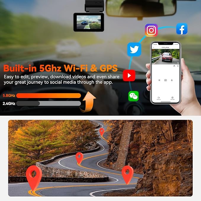 Dash Camera-PAPAGO!-PAPAGO Dash Cam Front Rear- STARVIS Sensor 4K Full HD Dash Camera for Cars,Voice Control,5GHz Wi-Fi 2 Dash Camera-PAPAGO!-PAPAGO Dash Cam Front Rear- STARVIS Sensor 4K Full HD Dash Camera for Cars,Voice Control,5GHz Wi-Fi - Image 2