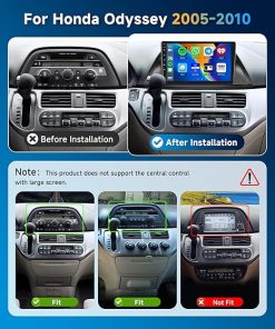 Dash Camera-METEESER-2+64G for Honda Odyssey 2005-2010 Android Car Radio Stereo-𝐇𝐢𝐅𝐢 Wireless Carplay Android Auto 10.1inch Touch Screen Bluetooth Car Audio Receiver GPS WiFi Backup Camera FM/RDS SWC Car Stereo 2