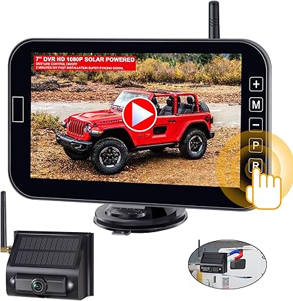 Dash Camera-YIMU-YIMU Solar Magnetic Wireless Backup Camera for Truck Trailer- 7” DVR Portable 3 Dash Camera-YIMU-YIMU Solar Magnetic Wireless Backup Camera for Truck Trailer- 7” DVR Portable - Image 3