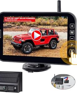 Dash Camera-YIMU-YIMU Solar Magnetic Wireless Backup Camera for Truck Trailer- 7” DVR Portable