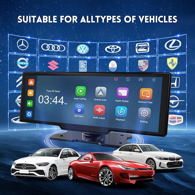 Dash Camera-Veralady-10.26″ Wireless Carplay Screen with 4K Dash Cam- Portable Android Auto Screen 2 Dash Camera-Veralady-10.26" Wireless Carplay Screen with 4K Dash Cam- Portable Android Auto Screen - Image 2