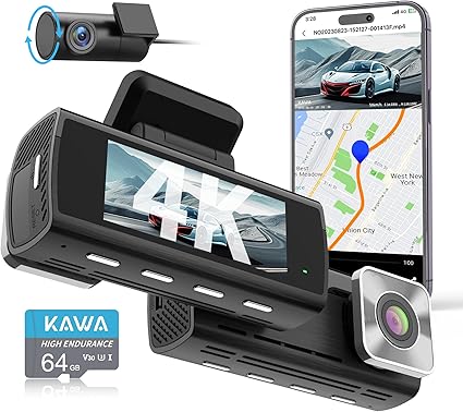 Dash Camera-KAWA-KAWA 4K Dash Cam Front Rear- AI-ISP Night Vision Dash Camera-KAWA-KAWA 4K Dash Cam Front Rear- AI-ISP Night Vision