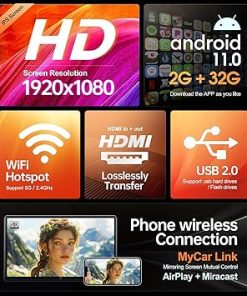 Dash Camera-Seventour-15.6 inch 4K Android Portable Car TV Headrest Monitor Tablet for Cars Back seat- Support Phone Wireless mirroring Touch Screen 2