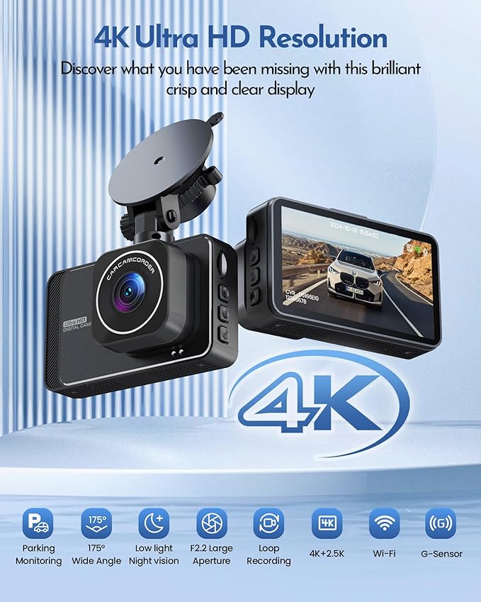 Dash Camera-DELLFY-Dash Cam- 4K+2.5K Dash Cam Front and Rear 2 Dash Camera-DELLFY-Dash Cam- 4K+2.5K Dash Cam Front and Rear - Image 2