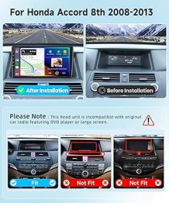 Dash Camera-podofo-Android Car Stereo for Honda Accord 8th 2008 2009 2010 2011 2012 2013 Support Wireless Carplay/Android Auto with 10.1 Inch Touchscreen WiFi GPS Navigation BT USB FM/RDS Radio Receiver Backup Camera 2
