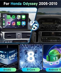 Dash Camera-podofo-4+64G Android Car Stereo for Honda Odyssey 2005-2010 with Wireless Carplay 10.1” Touchscreen Car Radio with GPS Navigation- WiFi 2
