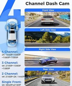 Dash Camera-AZDOME-AZDOME 360° 4 Channel Dash Cam with 4 Adjustable Lenses- 128GB eMMC 2