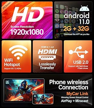 Dash Camera-Seventour-15.6 inch 4K Android Car TV Headrest Monitor for Cars Back seat Rear Entertainment System- Support Wireless Phone Link Touch Screen 2 Dash Camera-Seventour-15.6 inch 4K Android Car TV Headrest Monitor for Cars Back seat Rear Entertainment System- Support Wireless Phone Link Touch Screen - Image 2