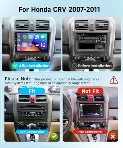 Dash Camera-podofo-8 CORE 6G+128G Car Radio Stereo for Honda CRV 2007-2011 with Wireless CarPlay Android Auto- 9 Inch 1280 * 720P IPS Touch Screen Android 13 GPS WiFi Bluetooth 32-Band DSP SWC HD Backup Camera 2