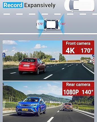 Dash Camera-fulvdi-4K Dash Cam Front and Rear 1080P Dual Dash Cam- 4K/2K Full HD Dash Camera for Cars 2 Dash Camera-fulvdi-4K Dash Cam Front and Rear 1080P Dual Dash Cam- 4K/2K Full HD Dash Camera for Cars - Image 2