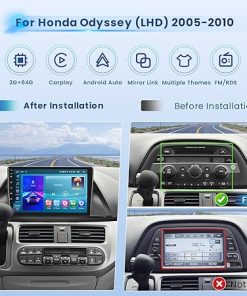 Dash Camera-Inefala-2+64G Stereo for Honda Odyssey 2005 2006 2007 2008 2009 2010 CarPlay Car Stereo Android 13 10.1 Inch Touchscreen Compatible with Android Auto Backup Camera GPS FM RDS EQ 28UI 2