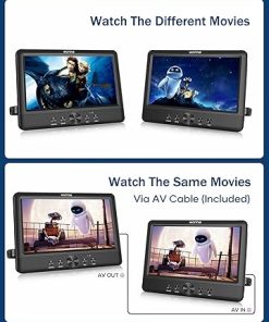 Dash Camera-WONNIE-WONNIE 10.5″ Two DVD Players Dual Screen for Car Portable CD Player- Play a Same or Two Different Movies with Two Mounting Brackets 2