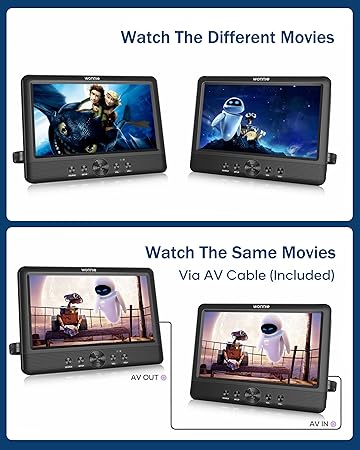 Dash Camera-WONNIE-WONNIE 10.5″ Two DVD Players Dual Screen for Car Portable CD Player- Play a Same or Two Different Movies with Two Mounting Brackets 2 Dash Camera-WONNIE-WONNIE 10.5" Two DVD Players Dual Screen for Car Portable CD Player- Play a Same or Two Different Movies with Two Mounting Brackets - Image 2