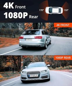 Dash Camera-Kingslim-Kingslim 4K Dash Cam with 64GB Card- Front and Rear Car Dashcam Camera for Cars Support WiFi APP GPS 2