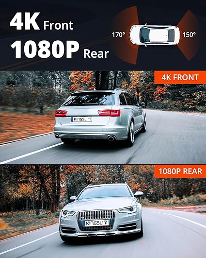 Dash Camera-Kingslim-Kingslim 4K Dash Cam with 64GB Card- Front and Rear Car Dashcam Camera for Cars Support WiFi APP GPS 2 Dash Camera-Kingslim-Kingslim 4K Dash Cam with 64GB Card- Front and Rear Car Dashcam Camera for Cars Support WiFi APP GPS - Image 2