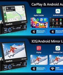 Dash Camera-Hodozzy-[2G+64G] Android Single Din Automatic Flip Out Car Stereo Wireless Carplay Android Auto- 7 Inch Touch Screen Radio MP5 Player USB/TF/AUX in 2