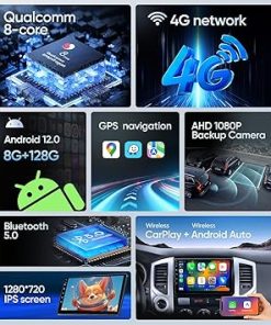 Dash Camera-Seventour-9 Inch Car Stereo Radio for Toyota Tacoma 2005-2015-8 Core Android 13 Touchscreen with Wireless Apple CarPlay 2