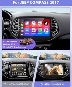 Dash Camera-podofo-Podofo【Upgrade 8Core 4G+64G】 Car Stereo for Jeep Compass 2017-2020 with Wireless Carplay & Android Auto- 10.1″ IPS Touchscreen Car Radio with Bluetooth/GPS/WiFi/SWC/FM&RDS Radio+AHD Backup Camera+MIC 2