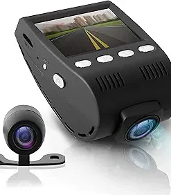Dash Camera-Pyle-Pyle Dash Cam Car Recorder DVR – 2 Inch Monitor Blackbox Rear Camera View Full Color HD 1080p Video Security Loop Camcorder – PiP Night Vision Audio Record Micro SD & Built-In Microphone (PLDVRCAM48)