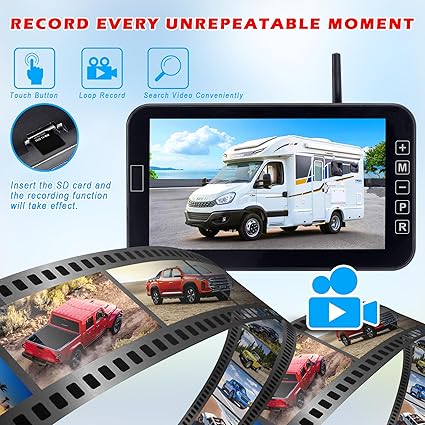 Dash Camera-YIMU-YIMU Solar Magnetic Wireless Backup Camera for Truck Trailer- 7” DVR Portable 2 Dash Camera-YIMU-YIMU Solar Magnetic Wireless Backup Camera for Truck Trailer- 7” DVR Portable - Image 2
