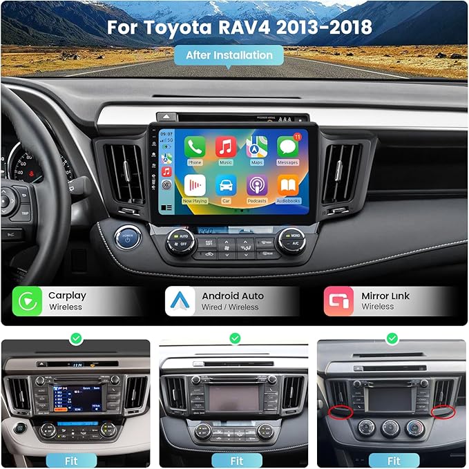 Dash Camera-Roadanvi-Roadanvi 10.2″ Android 12 Car Stereo for Toyota RAV4 2013-2018 with Wireless Carplay- Android Auto 2 Dash Camera-Roadanvi-Roadanvi 10.2" Android 12 Car Stereo for Toyota RAV4 2013-2018 with Wireless Carplay- Android Auto - Image 2