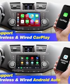 Dash Camera-SizxNanv-for Highlander Upgrade Android Radio Compatible with Carplay Android Auto-Car Stereo Touch Screen Bluetooth Navigation Media Player GPS WiFi FM/AM Rear Camera for Toyota Highlander 2008-2013 2