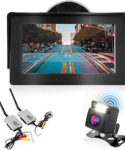 Dash Camera-Pyle-Pyle Wireless Backup Rear View Camera – Waterproof Car Parking Rearview Reverse Safety/Vehicle Monitor System w/ 4.3” Video Color LCD Display Screen- Distance Scale Lines