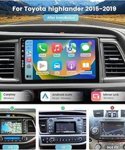 Dash Camera-Roadanvi-Roadanvi X12 10.2″ Car Radio Headunit for Toyota Highlander 2015-2019 Wireless Carplay Android Auto 1280×720 QLED Touch Screen Car Stereo WiFi 4G LTE GPS Navigation 4G+64G 2