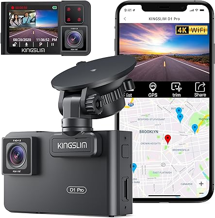 Dash Camera-Kingslim-Kingslim D1 pro Dual Dash Cam 4K Record Inside – Front and Inside Dash Camera GPS WiFi for Cars Uber Truck- Dashcam with Infrared Night Vision 2 Dash Camera-Kingslim-Kingslim D1 pro Dual Dash Cam 4K Record Inside - Front and Inside Dash Camera GPS WiFi for Cars Uber Truck- Dashcam with Infrared Night Vision - Image 2