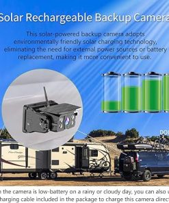 Dash Camera-DOUXURY-Wireless Backup Camera Solar Magnetic for Car RV Trailer Truck Camper 5th Wheels Hitch Towing No Wiring No Drilling Rechargeable Night Vision Portable Backup Camera with 5″ 1080P HD 2-Split Monitor 2