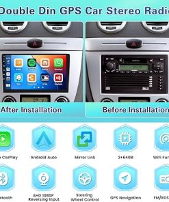 Dash Camera-Fuluku-2+64GB Android 13 Double Din Car Stereo with Wireless Carplay Android Auto- 10″ Touch Screen Radio Dash Kit GPS Navigation WiFi Bluetooth SWC Mic Backup Camera 2