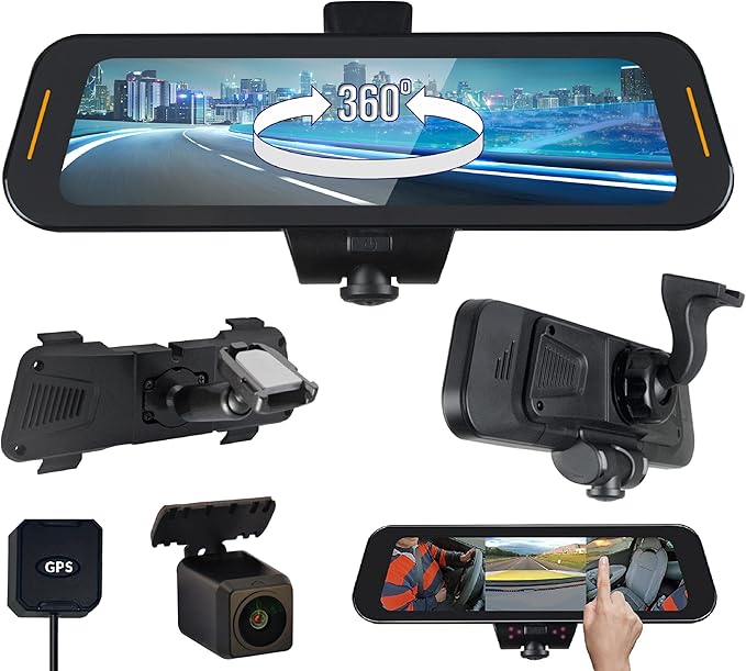 Dash Camera-Rydeen-RYDEEN TOMBO 360X Surround View 4K Dash Camera 10-inch Touchscreen Frameless Rearview Mirror with TFT Monitor w/Auto Brightness Day/Night- Backup Video-in Dash Camera-Rydeen-RYDEEN TOMBO 360X Surround View 4K Dash Camera 10-inch Touchscreen Frameless Rearview Mirror with TFT Monitor w/Auto Brightness Day/Night- Backup Video-in