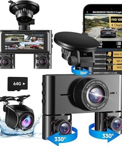 Dash Camera-HUPEJOS-360 Dash Cam Front and Rear Inside- 4 Channel Dash Camera for Cars FHD 1080Px4