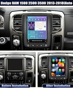 Dash Camera-GOHHDL-2+64G Android 13 Car Stereo for Dodge RAM 1500 2500 3500 2013-2018(Auto AC) with Wireless Carplay Android Auto- 9.7 ’’ Touchscreen in Dash GPS Radio with GPS WiFi Bluetooth FM RDS EQ SWC Backup Camera 2