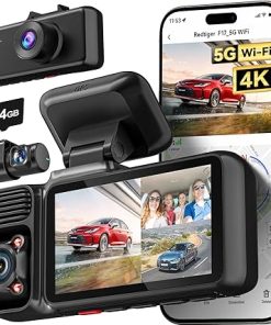 Dash Camera-REDTIGER-REDTIGER 4K 3 Channel Dash Cam- 5GHz WiFi Built-in GPS with 64GB Card