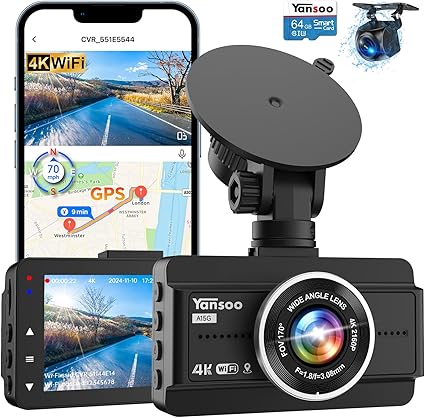 Dash Camera-Yansoo-Dash Cam Front and Rear- 4K+1080P Dual Dash Camera for Cars with 64GB Card 3 Dash Camera-Yansoo-Dash Cam Front and Rear- 4K+1080P Dual Dash Camera for Cars with 64GB Card - Image 3