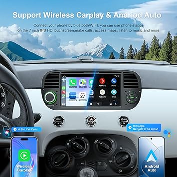 Dash Camera-WOWiViD-Car Stereo for Fiat 500 2007-2015 with Wireless Carplay & Andriod Auto Head Unit- 2+32GB 7 inch IPS HD Car Radio with GPS Navigation/Voice Control/WiFi/SWC/Bluetooth 5.2/FM/AM/Backup Camera 3 Dash Camera-WOWiViD-Car Stereo for Fiat 500 2007-2015 with Wireless Carplay & Andriod Auto Head Unit- 2+32GB 7 inch IPS HD Car Radio with GPS Navigation/Voice Control/WiFi/SWC/Bluetooth 5.2/FM/AM/Backup Camera - Image 3