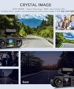 Dash Camera-COXPAL-3 Channel Dash Cam Front and Rear Inside with GPS WiFi- Infrared Night Vision 2