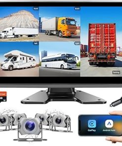 Dash Camera-AINAVI-1080P Wired Backup Camera System – Plug & Play Pre-Wired for Furrion System 5 Channels Rear View Cam w/ 10″ Touch Screen Monitor DVR Recording for RV Truck Pickup Camper Trailer Van SUV Cars