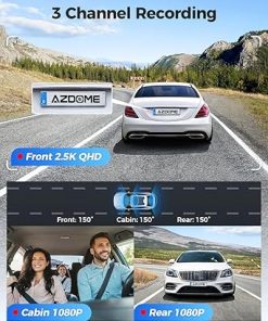 Dash Camera-AZDOME-AZDOME 3 Channel WiFi 6 Dash Camera for Cars- 2.5K+1080P+1080P Dash Cam Front and Rear Inside 2