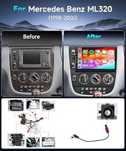 Dash Camera-podofo-2G+64G Android Car Radio for Mercedes Benz ML320 1998-2002 with Wireless Carplay Android Auto Mirror Link-Podofo 9” Touch Screen Car Stereo with Canbus BT FM GPS WiFi Backup Camera 2