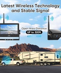 Dash Camera-MYPIN-Solar Wireless Magnetic Backup Camera- 9900mAh Battery Powered Rechargeable IP69 Waterproof HD Back Up Rear View Remote Control Camera with 7 Inch 1080P Monitor System for Car Truck Trailer RV VN003 2