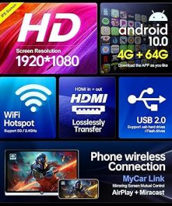 Dash Camera-Seventour-14 inch 4K Android 11 Portable Car TV Headrest Monitor Rear Entertainment System for Cars Back Seat-Touch Screen Support Phone Wireless Mirror Link 2