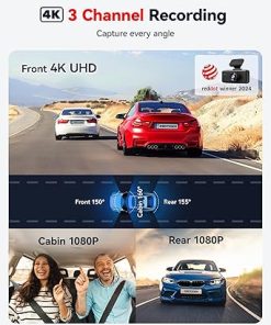 Dash Camera-REDTIGER-REDTIGER 4K 3 Channel Dash Cam- 5GHz WiFi Built-in GPS with 64GB Card 2