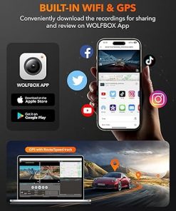 Dash Camera-WOLFBOX-WOLFBOX G840H 12” Mirror Dash Cam with WiFi- 2.5K Rear View Mirror Camera with 1080P Rear Camera 2