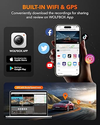 Dash Camera-WOLFBOX-WOLFBOX G840H 12” Mirror Dash Cam with WiFi- 2.5K Rear View Mirror Camera with 1080P Rear Camera 2 Dash Camera-WOLFBOX-WOLFBOX G840H 12'' Mirror Dash Cam with WiFi- 2.5K Rear View Mirror Camera with 1080P Rear Camera - Image 2