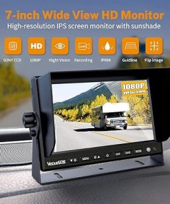 Dash Camera-VECLESUS-Backup Camera Dash Camera Rearview camera1080P HD DVR Recording Wired 4-Video with 7” IPS Car Monitor Backup Camera for Trucks- RVs 2