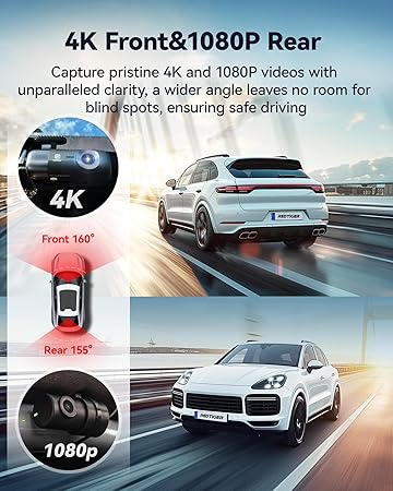 Dash Camera-REDTIGER-REDTIGER F9 Dash Cam 4K Front and Rear 1080P- WiFi GPS Car Camera with 32GB Card 3 Dash Camera-REDTIGER-REDTIGER F9 Dash Cam 4K Front and Rear 1080P- WiFi GPS Car Camera with 32GB Card - Image 3